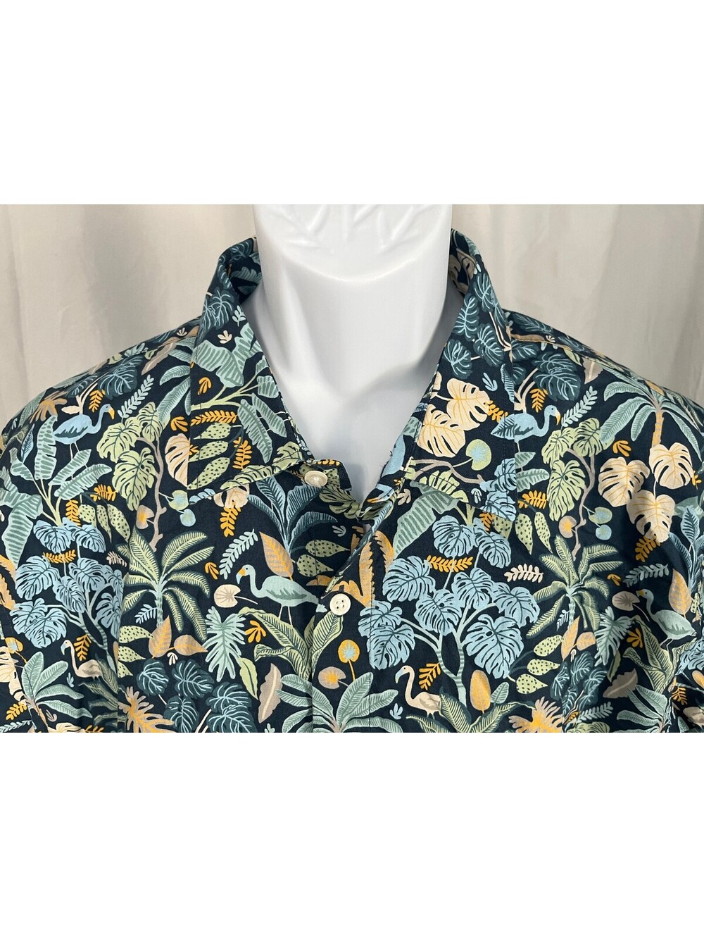 Bonobos Men's Blue Green Yellow Hawaiian Shirt XXLL Tall 2XL Long s/s EUC